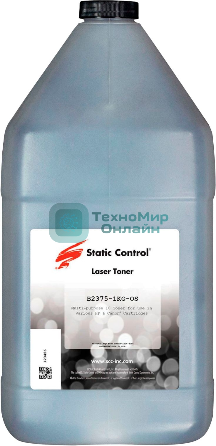 Тонер Static Control B2375-1KG-OS черный флакон 1000гр. для принтера Brother HL-2375