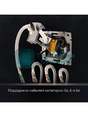 Розетка Ethernet RJ-45 cat. 6A экранированная (черный матовый)