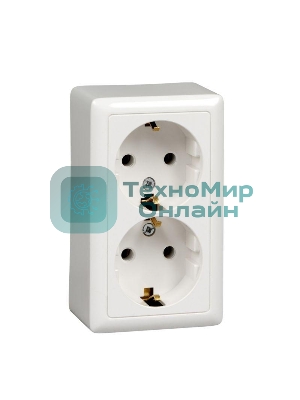 Розетка 2-м ОП Хит 16А 250 В без защ. шторок с заземл. с изол. пластиной белый SchE RA16-238I-B