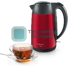 Чайник электрический Bosch TWK3P424 1.7л. 2400Вт красный (корпус: нержавеющая сталь)