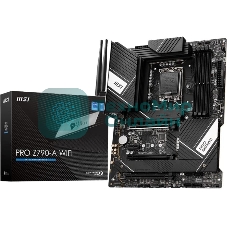 Материнская плата MSI PRO Z790-A WIFI, LGA1700, Intel Z790, 4xDDR5, 6xSATA, 4xM.2, 1xPCIe 5.0 x16, 1xPCIe 4.0 x4, 1xPCIe 3.0 x1, 1xDP, 1xHDMI, 1x2.5Gb LAN, Wi-Fi 6E, Bluetooth 5.3, 1xUSB-C 20Gbps, 3xUSB-A 10Gbps, 2xUSB-A 5Gbps, 2xUSB-A 2.0, 5x3.5 мм, 7.1, ATX