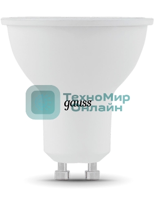 Лампа светодиодная Gauss черный 5Вт цок.:GU10 рефлектор 220B 3000K св.свеч.белый теп. MR16 (упак.:10шт)