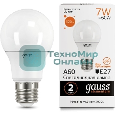 Лампа светодиодная Gauss 23217A LED Elementary A60 7W E27 520lm 2700K 1/10/100 0