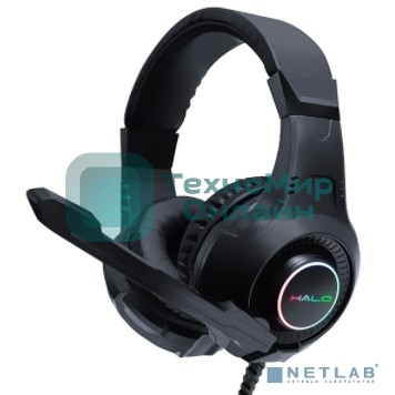 Гарнитура QUMO Halo чёрный, проводная, 3.5 мм, подсветка