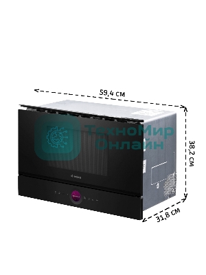 Встраиваемая микроволновая печь Bosch BFR7221B1 900Вт, 5 режимов, инвертер, 21 л, черный, петли справа