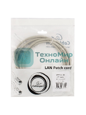 Патч-корд UTP Cablexpert cat.5e, 1.5м, литой, многожильный, серый