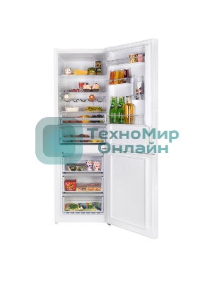 Холодильник Maunfeld MFF185NFW белый глянц. двухкамерный 211/104л морозилка снизу, No Frost