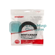 Двухсторонний скотч Rexant, черная, вспененная ЭВА основа, 25 мм, ролик 5 м