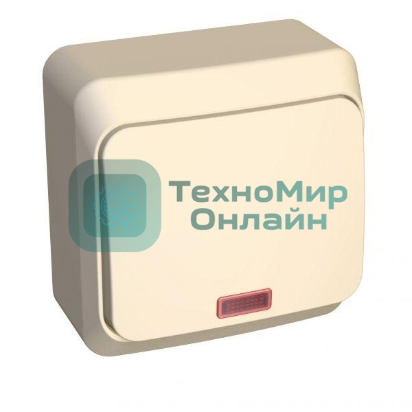 Выключатель 1-кл. ОП Этюд 10А IP20 с индик. крем. SchE BA10-005K