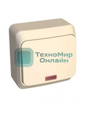 Выключатель 1-кл. ОП Этюд 10А IP20 с индик. крем. SchE BA10-005K
