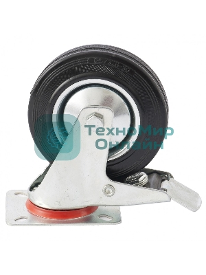 Колесо поворотное Сибртех с тормозом, диаметр 160 мм, крепление платформенное