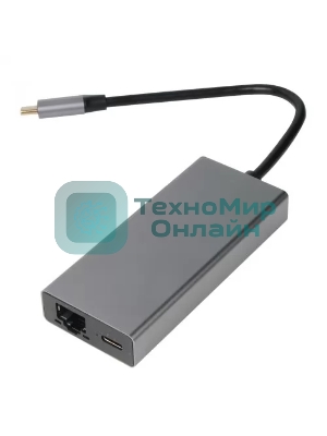 Адаптер VCOM CU459 Type-Cm --> RJ-45+2USB3.0(f) + PD100 Вт Alum Shell