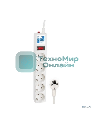 Сетевой фильтр Powercube SPG-B-10-WHITE 3 м, 5 розеток, белый, коробка