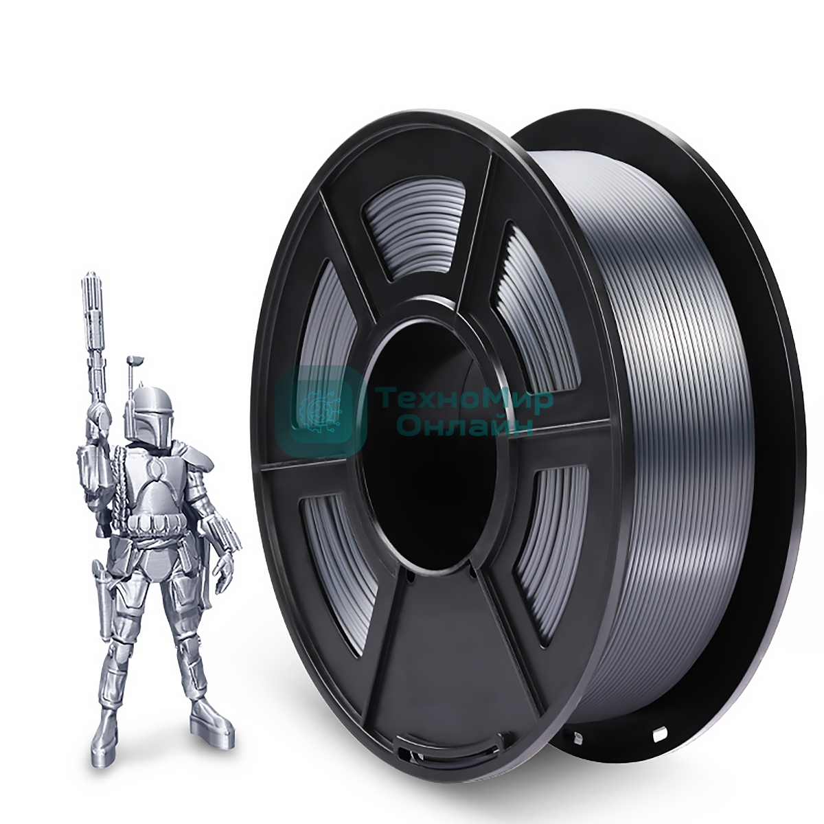 Филамент NVPrint Silk PLA+ Silver для 3D печати диаметр 1.75мм длина 330 метров масса 1 кг