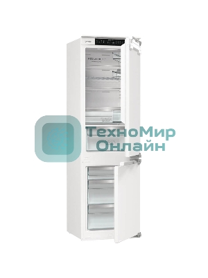 Встраиваемый холодильник Gorenje NRKI517E82WF, полезный объем 244 л, электронное управление, цифровой дисплей, автоматическое размораживание No Frost, быстрое замораживание, интенсивное охлаждение, зона свежести с контролем влажности, инверторный компрессор, энергоэффективность А+