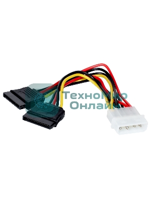 Кабель питания 2xSATA (от разъема Molex (IDE) блока питания), 15 см ExeGate
