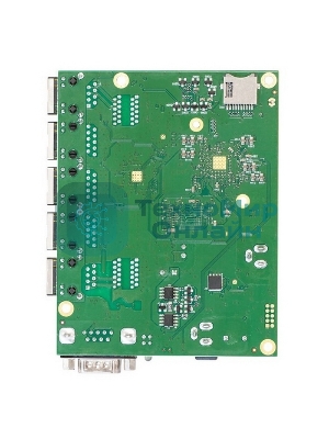 Плата маршрутизатора RB450Gx4 без корпуса RouterBOARD 450Gx4 with four core 716MHz Atheros CPU, 1 Gb RAM, 5 Gigabit LAN ports, PoE OUT on port #5, RouterOS L5