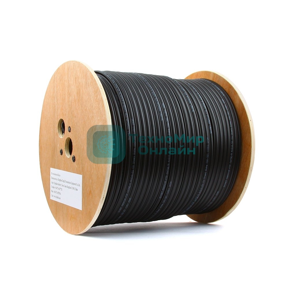 Кабель SkyNet Premium UTP outdoor 4x2x0,51 на тросу, медный, FLUKE TEST, кат.5e, однож., 305 м, на катушке, черный