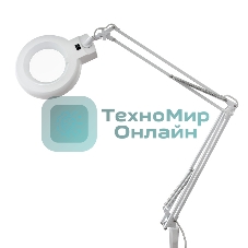 Лупа на струбцине Rexant, круглая, 8D, с подсветкой, белая