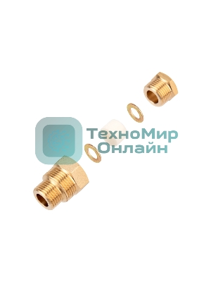 Сальник Rexant с двойной резьбой 1/2 и 3/4 для ввода кабеля в трубу, никелированная латунь