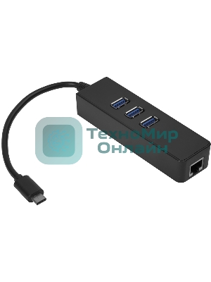 Cетевой адаптер Greenconnect USB 3.1 Тип C M -> Ethernet RJ-45 F Lan Card + USB 2.0-хаб на 3 порта (GCR-UC2CL01)