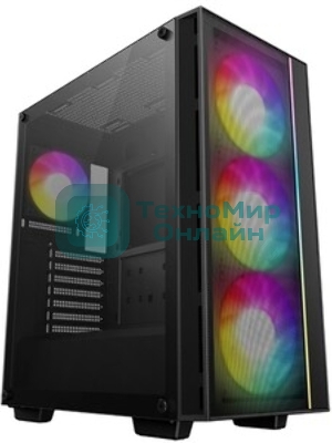 Компьютерный корпус Deepcool MATREXX 55 V4 без БП, боковое окно (закаленное стекло), 3xARGb LED 140мм вентилятора спереди, 1xARGb LED 120мм вентилятор сзади, черный, ATX