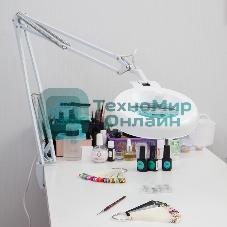 Лупа на струбцине Rexant, круглая, 8D, с подсветкой, белая