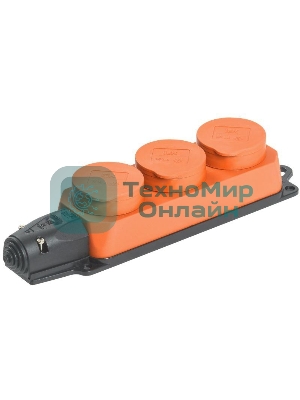 Розетка 3-м ОМЕГА РБ33-1-0м IP44 каучук оранж. IEK PKR61-016-2-K09