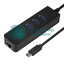 Cетевой адаптер Greenconnect USB 3.1 Тип C M -> Ethernet RJ-45 F Lan Card + USB 2.0-хаб на 3 порта (GCR-UC2CL01)