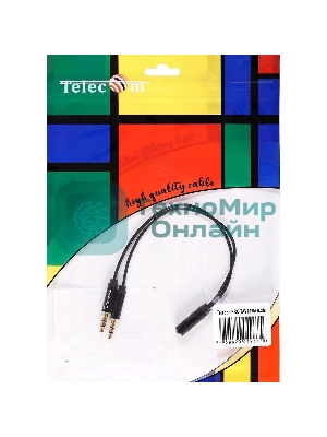 Кабель-адаптер 2x3.5ST(M)/3.5 ST(F), 0.2м, Telecom PRO TAV205M-0.2M