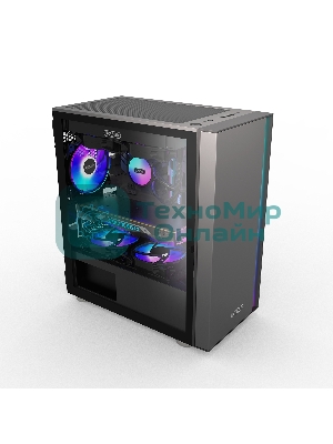 Компьютерный корпус без блока питания PCCOOLER LM300 ARGb BK, Flat Mid Tower, черный, TG, 0.45 SPCC, 1x120мм mATX, mITX 170/330/150мм 2x2.5
