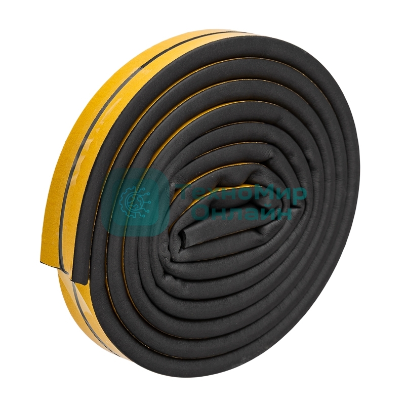 Уплотнитель самоклеящийся, черный, D-профиль 14х12мм, для зазоров 8-11мм, упаковка по 6м PROconnect