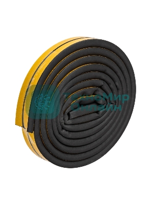 Уплотнитель самоклеящийся, черный, D-профиль 14х12мм, для зазоров 8-11мм, упаковка по 6м PROconnect