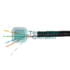 Кабель SkyNet Premium FTP outdoor 4x2x0,51 на тросу, медный, FLUKE TEST, кат.5e, однож., 305 м, на катушке, черный