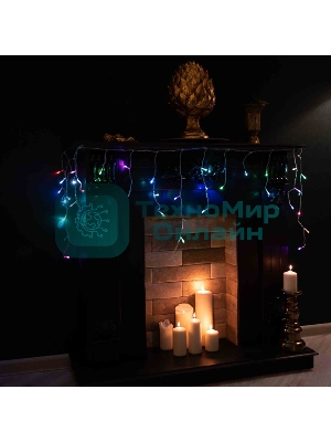 Гирлянда Neon-night Айсикл (бахрома) светодиодный, 1,8 х 0,5 м, прозрачный провод, 230 В, диоды RGB