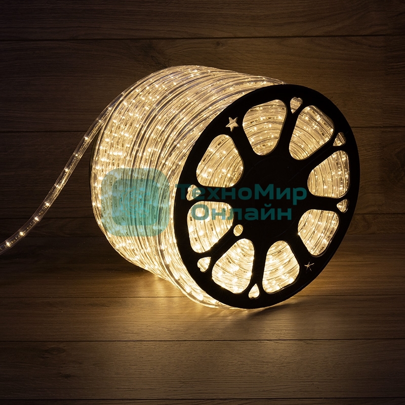 Дюралайт Neon-night LED, постоянное свечение (2W) - теплый белый Эконом 24 LED/м, бухта 100м