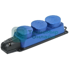 Розетка 3-м ОМЕГА РБ33-1-0м IP44 каучук син. IEK PKR61-016-2-K07