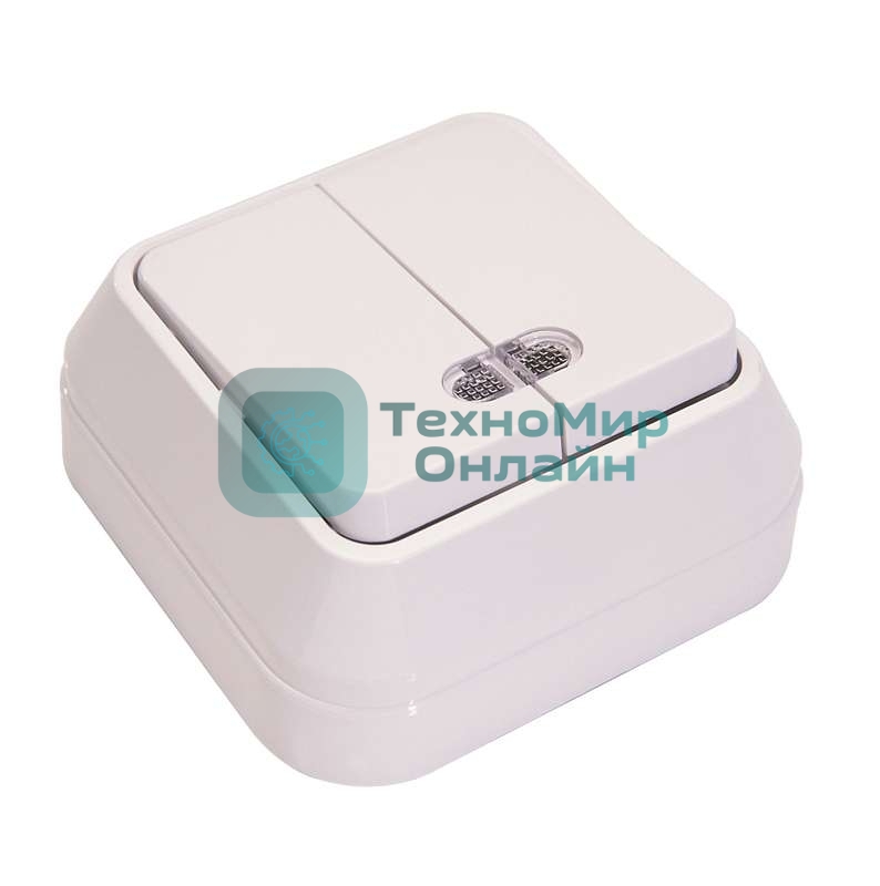 Выключатель 2-кл. Makel ОП 10А IP20 с подсветкой белый