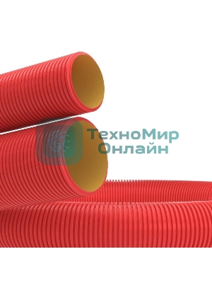 Труба гофро двустен. ПНД d63 с протяж. красн. (уп.100м) ДКС 121963100