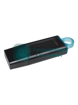 Флешка USB Kingston DataTraveler Exodia (DTX/64GB), 64Gb, USB 3.2 Gen 1, R/W 200/60, черный/бирюзовый