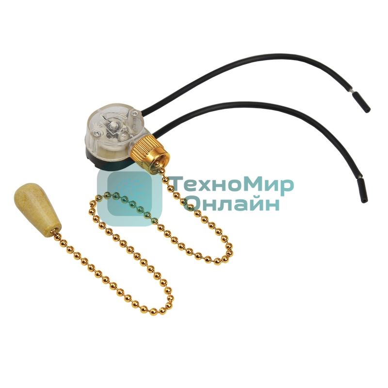 Выключатель Rexant для настенного светильника c проводом и деревянным наконечником 