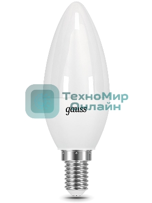 Лампа светодиодная Gauss черный 6.5Вт цок.: E14 свеча 220B 3000K св. свеч. бел. теп. C37 (упак.: 10 шт)