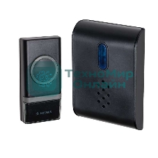 Звонок дверной беспроводной Космос полиф. 26 мелодий 150м 1 кноп. IP44 черный