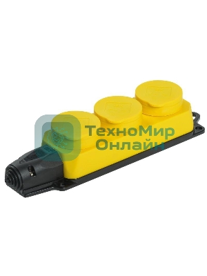 Розетка 3-м ОМЕГА РБ33-1-0м IP44 каучук жел. IEK PKR61-016-2-K05