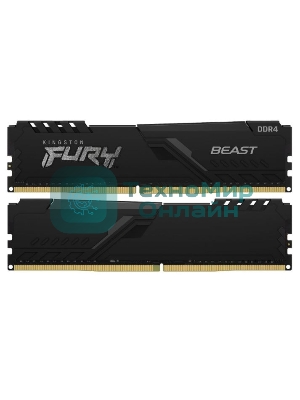 Оперативная память Kingston Fury Beast, DDR4, 16GB (2x8GB), 3600MHz, CL17, DIMM, с радиаторами, черный