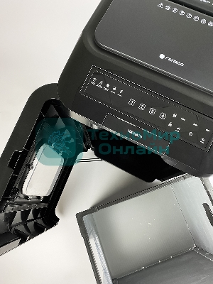 Шредер Heleos АП55-4 черный с автоподачей (секр.P-4) фрагменты 400лист. 55лтр. скрепки скобы пл.карты