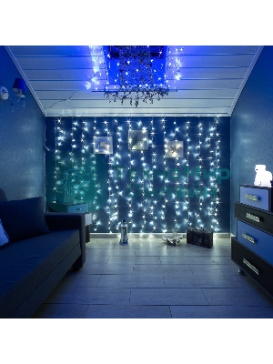 Гирлянда Светодиодный Дождь 3х2 м, свечение с динамикой, прозрачный провод, 230 В, белый, IP20