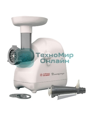 Мясорубка электрическая Белвар КЭМ-П2У-302-10 белый, 1500 Вт, 0.4 кг/мин, реверс, защита от перегрузки, насадки - 5