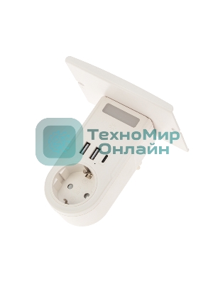 Сетевое зарядное устройство USB Rexant (2хUSB-A + USB-С) + розетка 220-250В с подсветкой и подставкой для телефона
