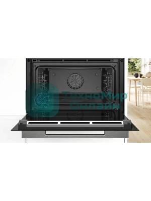 Компактный духовой шкаф-пароварка, черный, 14 режимов + комбинированные режимы, функция приготовление на пару 100%, 4-слойное остекление, 3 цветных текстовых TFT-дисплея 2,5